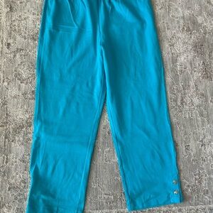 Antthony Richards Women Turquoise Pull On Cotton Casual Snap Ankle Pants XL Chic